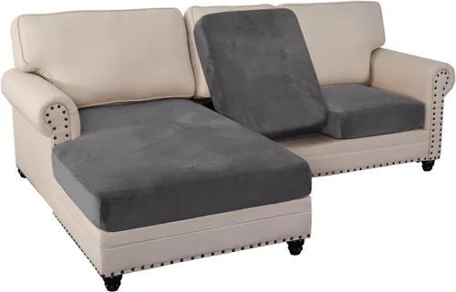 Vista 68 de PrinceDeco Fundas de cojín para sofá, funda elástica y lavable, funda de cojín ajustable de tela de terciopelo antideslizante, protector de muebles