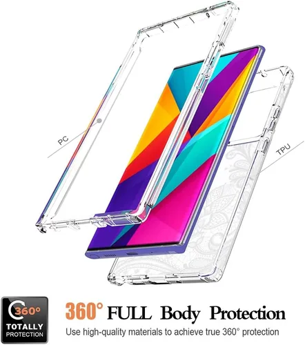 Vista 3 de Funda para Galaxy Note 20 Ultra 5G SM-N986U con protector de pantalla de vidrio templado, funda protectora de cuerpo completo con bonito