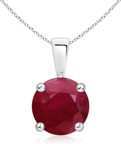 Vista 24 de Angara Round Ruby Solitaire Necklace in Sterling Silver A-Good