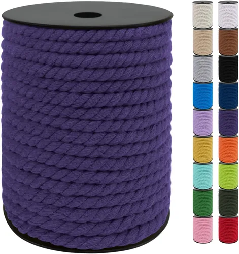 Vista 46 de JeogYong Cordón de algodón de 10mm, 22.86 metros de cuerda natural para macramé, hilo de 3 hebras torcido, cuerda para macramé para manualidades