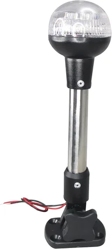 Vista 2 de Pactrade Marine Luz de poste redonda plegable ajustable RV 9 1/2 ''H Luz de navegación SS (LED)