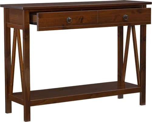 Vista 10 de Mesa de consola Linon, modelo Titian, en color tabaco antiguo