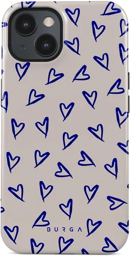 Vista 50 de BURGA-Funda p/teléfono compatible c/iPhone 14 Plus, carcasa rígida híbrida de 2 capas + Funda protectora de silicona, almendras latte a lunares