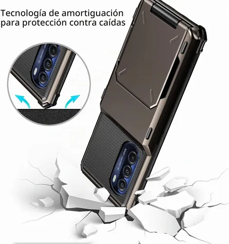 Vista 6 de Vofolen Cartera para Moto G 5G 2022 con tarjetero Gun Metal