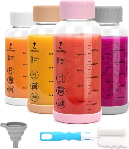 Vista 11 de Zukro - Botellas de agua de vidrio con tapa de acero inoxidable de 16 onzas Color múltiple