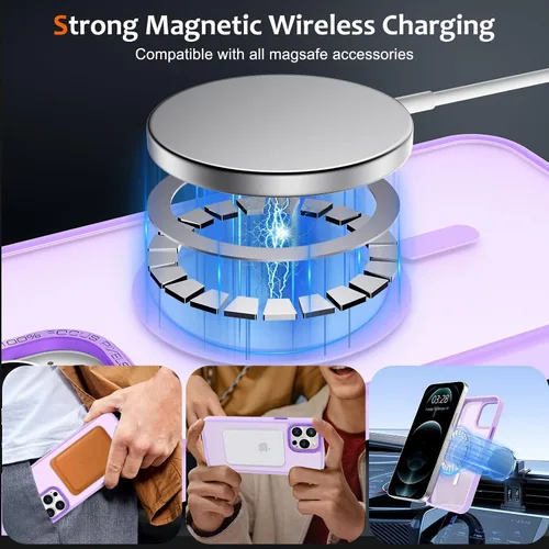 Vista 1027 de Anuck - Funda magnética para iPhone 11 compatible con MagSafe, carcasa trasera mate translúcida dura, borde de TPU, delgada, resistente a impactos