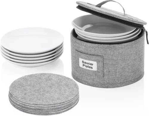 Vista 15 de Juego de 4 cajas de almacenamiento de porcelana para vajilla – Carcasa rígida y apilable – Tamaños: 12 – 10 – 8.5 pulgadas y 7 pulgadas de ancho
