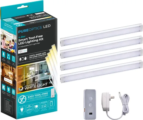 Vista 9 de BLACK+DECKER Funciona con Alexa Kit de iluminación inteligente debajo del gabinete, LED ajustables, (3) barras de 9 pulgadas, color blanco