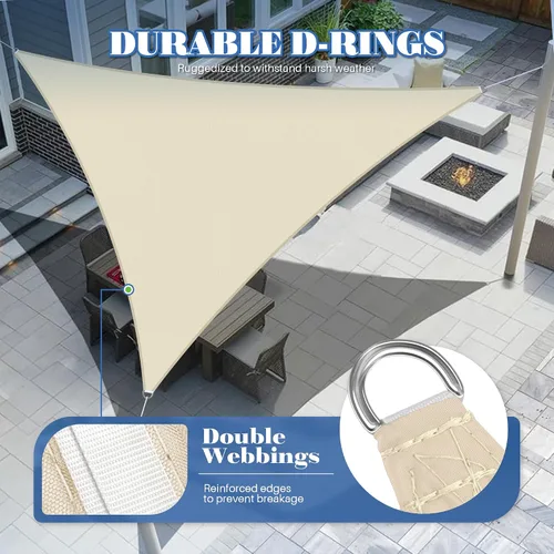 Vista 3 de ECOOPTS Toldo impermeable triangular, bloqueo UV, para patio, pérgola, jardín (5 x 5 x 5 pies, beige)