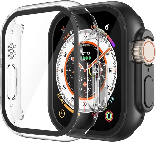 Vista 53 de Misxi Juego de 2 Fundas de Vidrio Templado Compatibles con Apple Watch Series 3 y Series 2 de 1.496 Pulgadas, Protector de Pantalla de Policarbonato