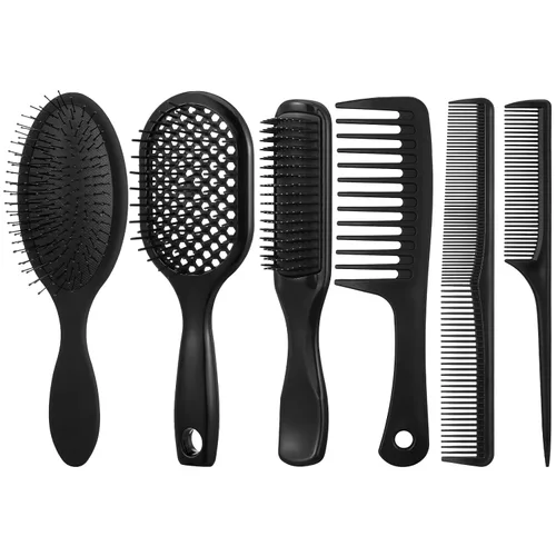 Vista 8 de Juego de 6 peines desenredantes para mujeres y hombres, para cabello liso, rizado y todo tipo de cabello