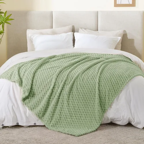 Vista 129 de BEDELITE Manta de forro polar para sofá y cama, manta decorativa de jacquard 3D de almendra, súper suave y acogedora, manta mullida cálida adecuada
