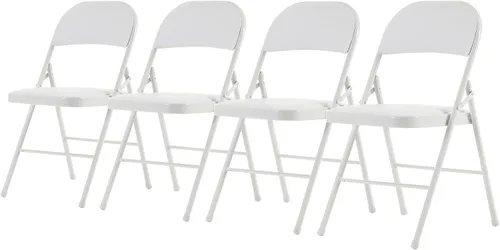 Vista 28 de Paquete de 4 sillas plegables negras, sillas plegables acolchadas con asiento y respaldo de piel sintética, sillas plegables de metal portátiles