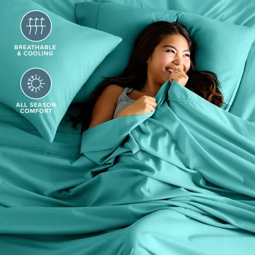 Vista 89 de Bare Home Sheet Set 1800 Ultra-Soft with 2 Pillowcases (Twin XL, Dark Blue)