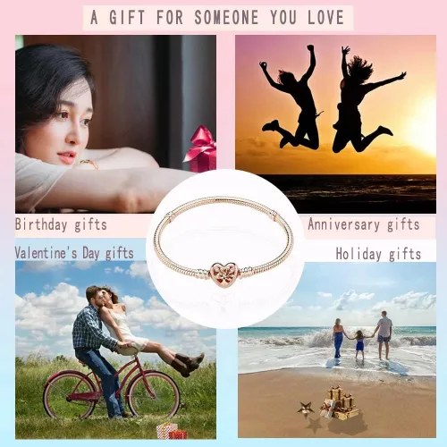 Vista 5 de JEWBERY Pandora Charm Snake Pattern Pulsera de plata de ley 925 con patrón de serpiente, regalo para mujeres y niñas