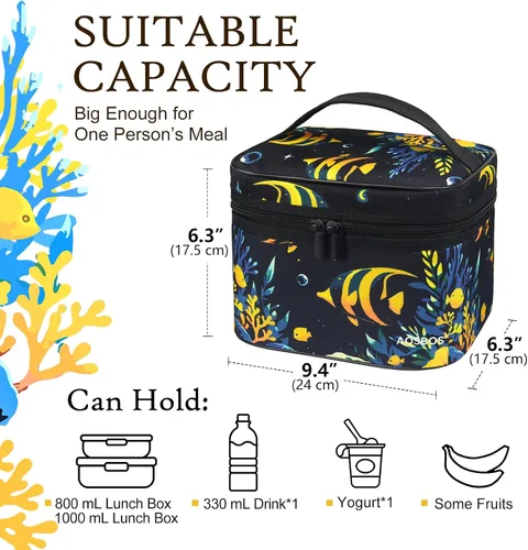 Vista 2 de Aosbos Bolsa de almuerzo para hombres y mujeres, bolsas aisladas para enfriar, bolsas térmicas, bolsa de almuerzo para contenedores de alimentos