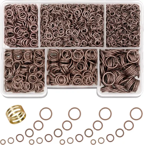 Vista 11 de 1400 anillos de salto de tamaño mixto para fabricación de joyas, llaveros, reparación de collares y manualidades de bricolaje, 0.157 in, 0.236 in