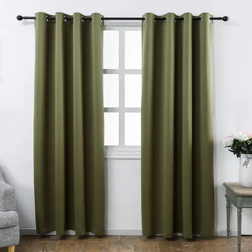 Vista 14 de MANGATA CASA Cortinas opacas negras con ojales, 2 paneles para dormitorio, panel de cortina de ventana para sala de estar, cortinas térmicas de Negro