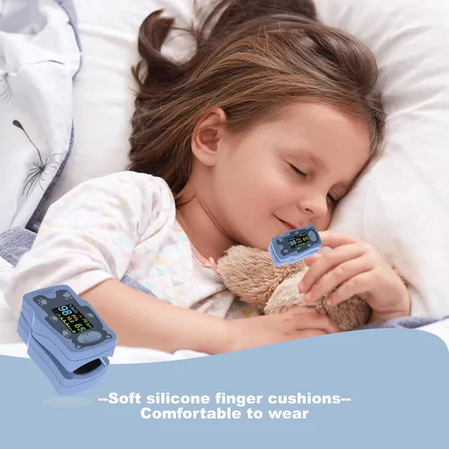 Vista 3 de VOLUETH Nueva versión para niños, oxímetro de pulso para niños, saturación de oxígeno en sangre para niños, medidor de oxígeno portátil con pantalla