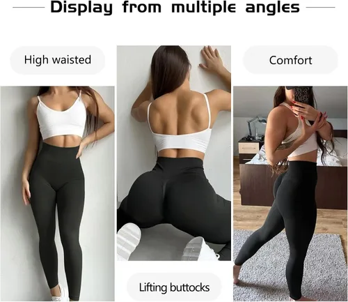 Vista 5 de JGS1996 Leggings con levantamiento de glúteos ocultos para mujer, control de abdomen, cintura alta, entrenamiento, gimnasio, pantalones de yoga