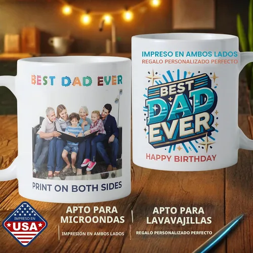 Vista 2 de Taza de café personalizada con foto, texto o logotipo, taza de cerámica personalizada de 11 onzas, regalo personalizable para hombres, mujeres
