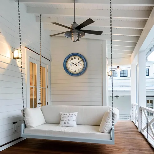 Vista 2 de Reloj de 12 Pulgadas para Exteriores con Termómetro e Higrómetro Combo, Reloj de Pared Impermeable para Interiores y Exteriores para Patio, Piscina