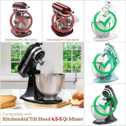 Vista 3 de Kitchenaid - Alfombrilla deslizante de bambú para batidora de pie inclinable de 4.5 a 5 cuartos de galón, almohadilla deslizante con mango