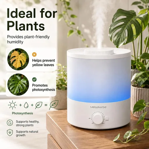 Vista 5 de Humidificador Ultrasónico de Vapor Frío MegaWise SK7620 - Capacidad de 1.5L, Operación Silenciosa, Salida de Vapor Ajustable, Apagado Automático