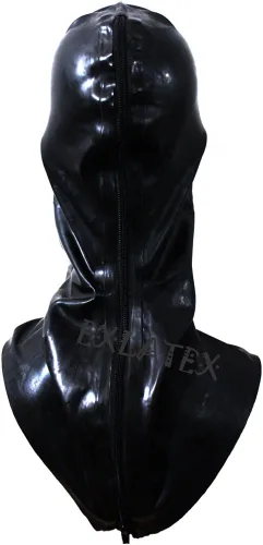 Vista 4 de EXLATEX Máscara de manga larga con capucha estilo ejecutor de látex con cremallera trasera