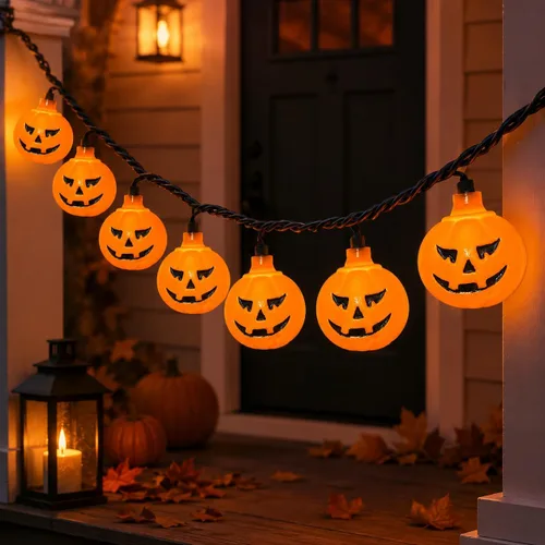Vista 15 de Abeja Luces de ventana de Halloween, paquete de 4 unidades, calabaza