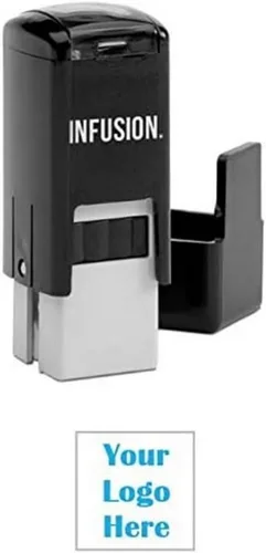 Vista 19 de Infusion Sello de logotipo de goma autoentintado personalizado de 1/2" x 1/2", pequeño, cuadrado, negro
