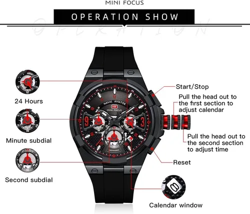 Vista 5 de MF MINI FOCUS Mens Watches Unique Hollow Casual Wrist Watch (Chronograph/Waterproof/Luminous/Calendar/24 Hour) Silicon Band Fashion Watch for Men