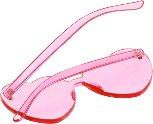 Vista 4 de Maxdot - Lentes de sol transparentes sin marco con forma de corazón para fiestas