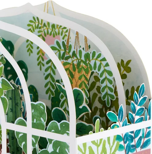Vista 4 de Hallmark Tarjeta desplegable para el Día de la Madre (plantas de invernadero y gatos) Maravilla de papel para cumpleaños, aliento y pensamiento de ti