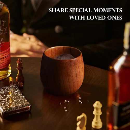 Vista 4 de Juego de tazas de whisky, regalos de bourbon para hombres, taza de madera acabada a la antigua, gran regalo de taza para hombres, papá o hermano