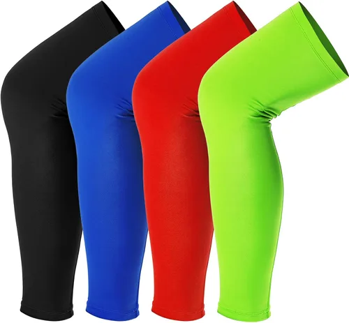 Vista 14 de Mangas de compresión para piernas, manga larga para rodilla, protección UV, para hombres y mujeres, deporte, baloncesto, fútbol americano