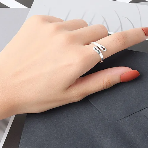 Vista 46 de Anillo de plata de ley 925, minimalista, ajustable, hecho a mano, para mujeres y niñas