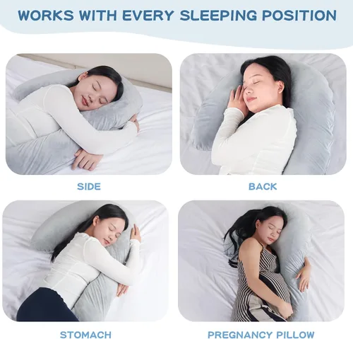 Vista 4 de SAHEYER Almohada corporal para dormir de lado, almohada de espuma viscoelástica de 68 pulgadas de largo con funda, almohada de cuerpo completo