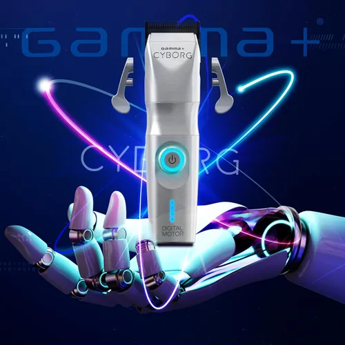 Vista 5 de GAMMA+ Cyborg - Cortadora de pelo ergonómica inalámbrica profesional de metal con motor digital sin escobillas
