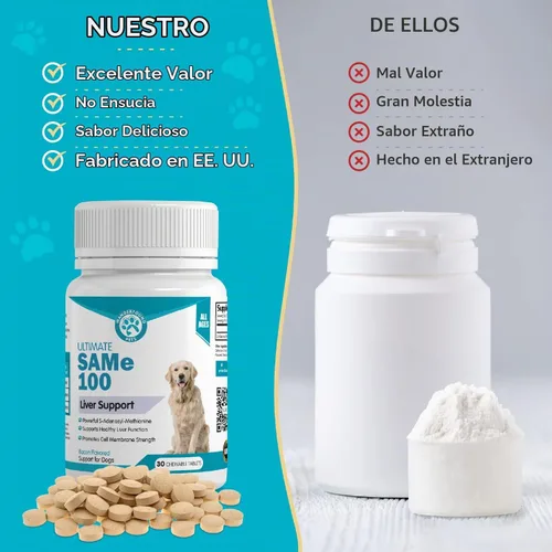 Vista 7 de Wanderfound Pets Same 100 soporte hepático para perros – Mismo suplemento hepático S-adenosil-L-metionina para apoyo hepático y cerebro – Sam E
