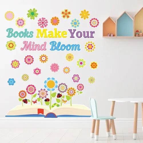 Vista 6 de Reading Makes Your Mind Bloom - Juego de tablones de anuncios para aula, decoración de primavera para decoración de boletines de primavera