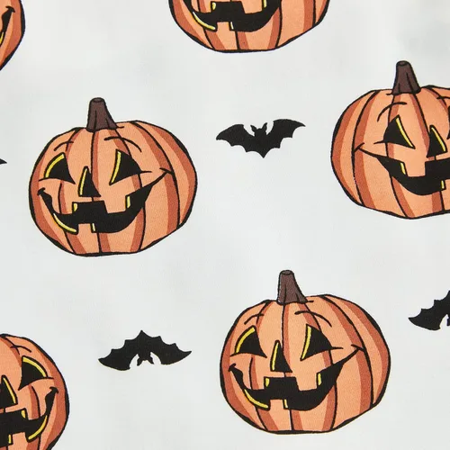 Vista 5 de Mameluco de Halloween para recién nacido, sin mangas, estampado de calabaza, overol