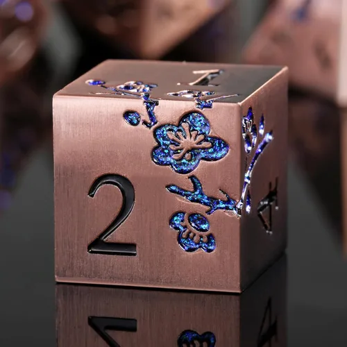 Vista 37 de DNDND - Dados de diseño antiguo, 7 dados de metal de latón con caja de metal para juegos de mesa como Dungeons and Dragons