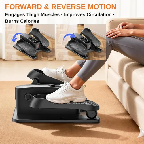 Vista 2 de Máquina elíptica de ejercicio debajo del escritorio, ejercitador de pedal sentado silencioso para personas mayores, ejercitador elíptico de piernas