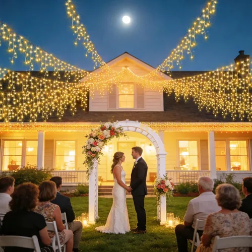 Vista 5 de Guirnalda de 400 luces LED con 75 gotas, de 33 pies, 8 modos de funcionamiento, de alambre transparente para decoración al aire libre, 400 modos