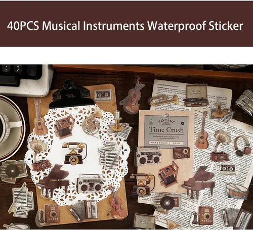 Vista 6 de Doraking 40PCS Instrumentos Musicales Piano Guitarra Pegatinas