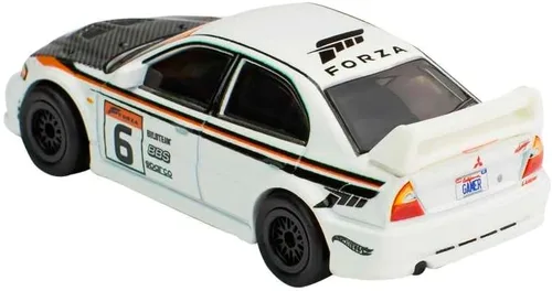 Vista 3 de Hot Wheels Colección de entretenimiento retro, Mitbisi Lncr Evluin Vi, TV y videojuegos, réplicas icónicas para jugar o exhibir, regalo