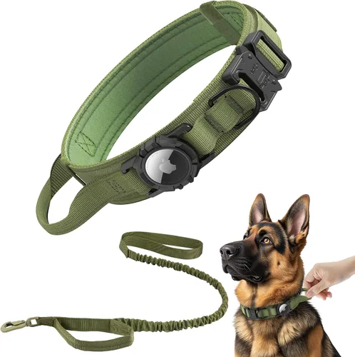Vista 11 de Collar de perro Airtag mejorado impermeable, ajustable, nailon para entrenamiento con GPS Collar de perro con soporte AirTag, asa de control