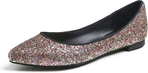 Vista 34 de FEVERSOLE Zapatos planos de ballet de patente para mujer, color macarrón colorido Beige