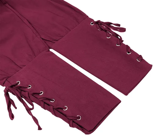 Vista 5 de Pantalones piratas para hombre, con banda al tobillo, pantalones renacentistas, medievales, vikingos, navegantes, pirata, pantalones góticos